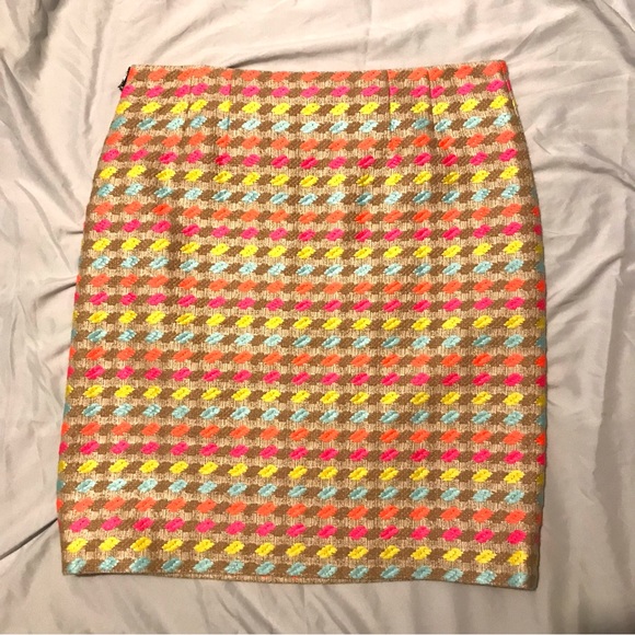 Per Se by Carlisle pencil skirt 12 woven neon tweed textured hot pink rainbow - Picture 6 of 6